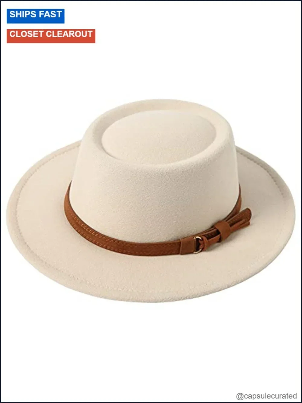 Vintage Wool Wide Brim Fedora Hat Adjustable Belt Panama Jazz Hat